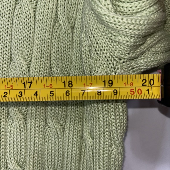 Brooks Brothers Cable Knit Sweater XL Green Italian Mercerized Cotton Crewneck - Picture 4 of 7